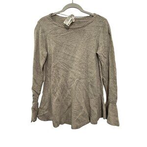 Style & Co Womens Small Gray Ribbed Knit Peplum Sweater 57% Cotton Lightweight